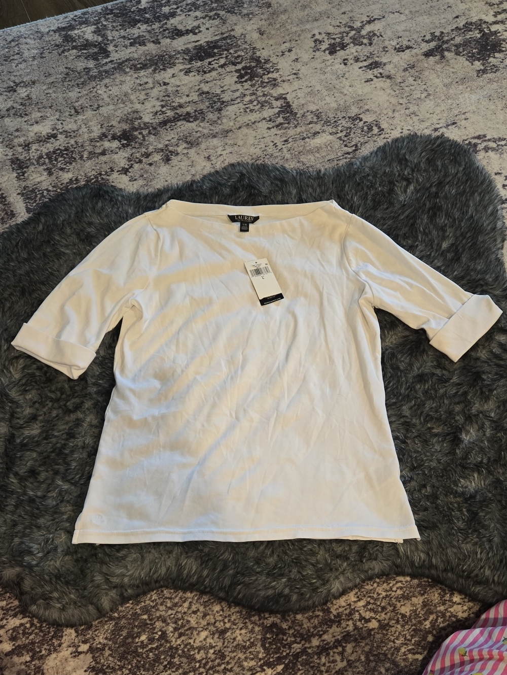 Ralph Lauren White Boatneck Short-Sleeve Top